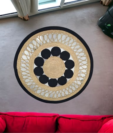 ALFOMBRA DECORATIVA REDONDA PATRON ESTILO GEOME TRICO JHN - 6