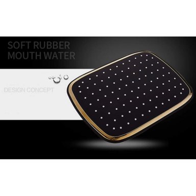 JUEGO DUCHA LUJO NEGRO DORADO GRIFO BAÑERA BAÑO RONDON - 4