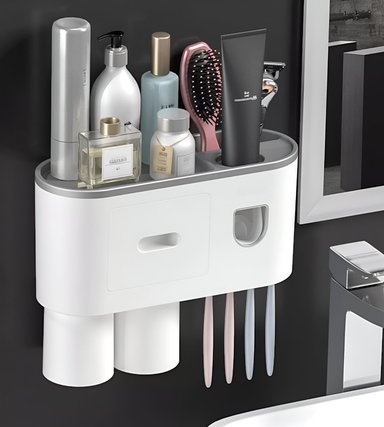 SOPORTE CEPILLOS DIENTES DISPENSADOR PASTA ORGANIZADOR JHN - 2