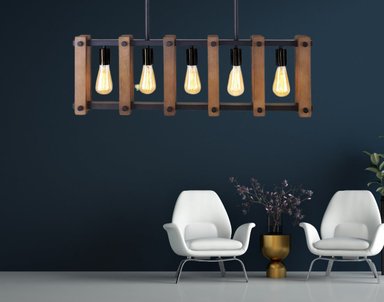 LAMPARA COLGANTE INDUSTRIAL MADERA ROBUSTA MODERNA LAU - 3