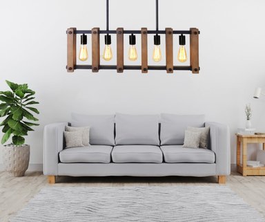 LAMPARA COLGANTE INDUSTRIAL MADERA ROBUSTA MODERNA LAU - 9