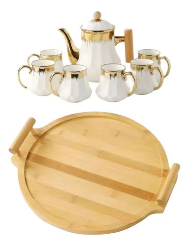 JUEGO VAJILLA SOFISTICADA JARRA ESTILIZADA 6 TAZAS JHN - 3