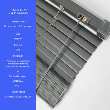 CORTINA ROLLER PERSIANA PVC 80X165 CM VENECIANA MANUALES GUIZA - 4