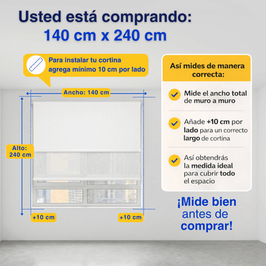 CORTINA ROLLER BLACKOUT 2 PAÑO 140X240 DOBLE CON VISILLO SIN CENEFA GUIZA - 3