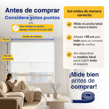 CORTINA ROLLER BLACKOUT 2 PAÑO 140X240 DOBLE CON VISILLO SIN CENEFA GUIZA - 9