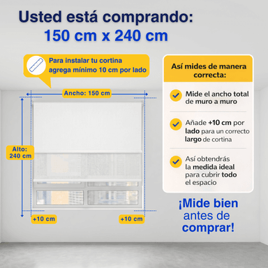 CORTINA ROLLER BLACKOUT 2 PAÑO 150X240 DOBLE CON VISILLO SIN CENEFA GUIZA - 3