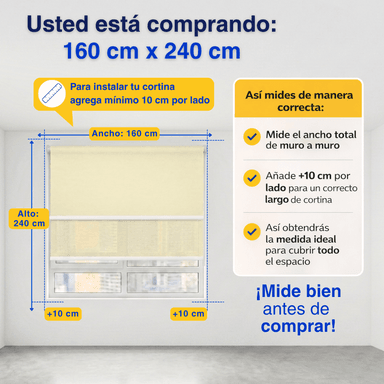 CORTINA ROLLER BLACKOUT 2 PAÑO 160X240 DOBLE CON VISILLO SIN CENEFA GUIZA - 3