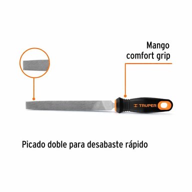 LIMA PLANA, BASTARDA, 8 CON MANGO DOBLE INYECCION TRUPER - 6