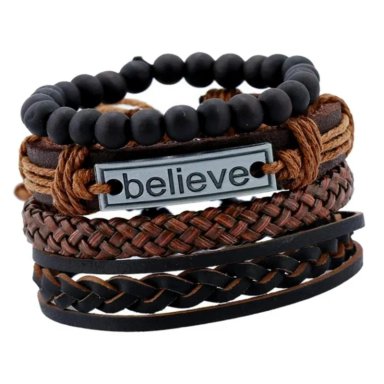 PULSERAS 2024 BRAZALETE CUERO GENUINO TIBETANO CON DIJE BELIEVE - 2