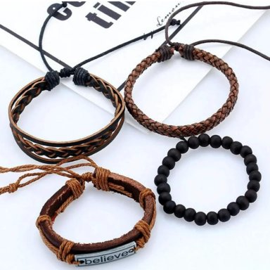 PULSERAS 2024 BRAZALETE CUERO GENUINO TIBETANO CON DIJE BELIEVE - 4