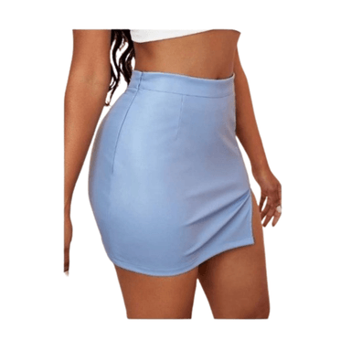 FALDA CUERO MUJER NEGRO GRCXB CON ABERTURA PIERNA TIRO ALTO SIN COSTURA - 7