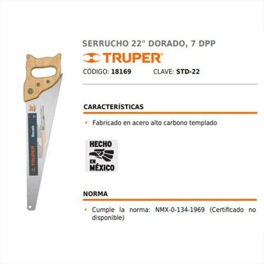 SERRUCHO CTTRU322 CARPINTERO 22 MANGO MADERA TRUPER PROFESIONAL - 3