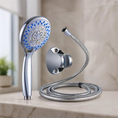 KIT DE DUCHA TELÉFONO CABEZAL FLEXIBLE Y SOPORTE MANGUERA SOPORTE CROMADO ACERO INO X - 4