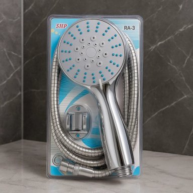 KIT DE DUCHA TELÉFONO CABEZAL FLEXIBLE Y SOPORTE MANGUERA SOPORTE CROMADO ACERO INO X - 5