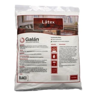 PINTURA EN BOLSA LATEX 2.8 KILOS EN COLOR BLANCO GALAN - 1