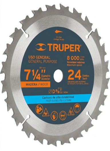 DISCO SIERRA 2024 CIRCULAR 7 1/4 PULGADAS 24 DIENTES TRUPER - 1