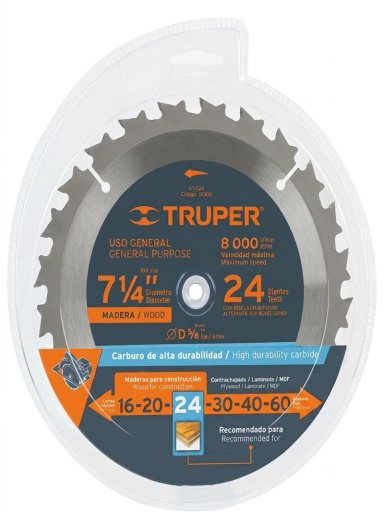 DISCO SIERRA 2024 CIRCULAR 7 1/4 PULGADAS 24 DIENTES TRUPER - 4