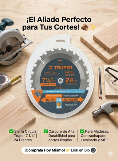 DISCO SIERRA 2024 CIRCULAR 7 1/4 PULGADAS 24 DIENTES TRUPER - 5