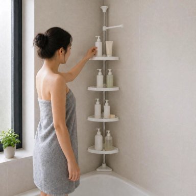 ORGANIZADOR ESQUINERO BAÑO MULTIUSO 4 PISOS REPISAS AJUSTABLE - 2