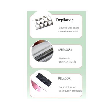 DEPILADORA AFEITADORA Y REMOVEDOR DE CALLOS 3 EN 1 INALÁMBRICO MUJER - 4