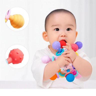 JUGUETE PELOTA SENSORIAL PARA BEBE  0 A 12M MONTESSORI 4 EN 1 - 1