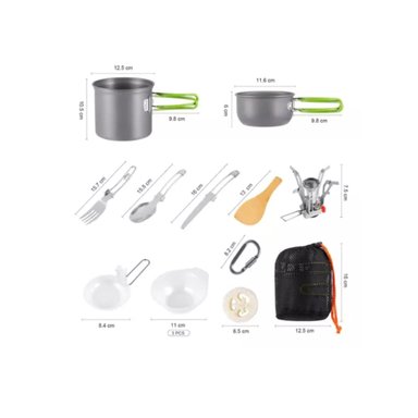 SET OLLAS CAMPING CON COCINILLA CUBIERTOS 10 PIEZAS ACAMPADA - 5