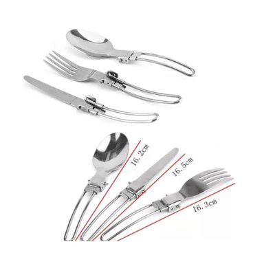 SET OLLAS CAMPING CON COCINILLA CUBIERTOS 10 PIEZAS ACAMPADA - 8