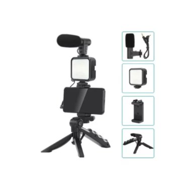 KIT DE GRABACIÓN CON MICRÓFONO LUZ LED Y SOPORTE TRÍPODE - 6