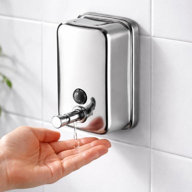 DISPENSADOR JABON LIQUIDO ACERO INOXIDABLE 500ML /PLATEADO - 4