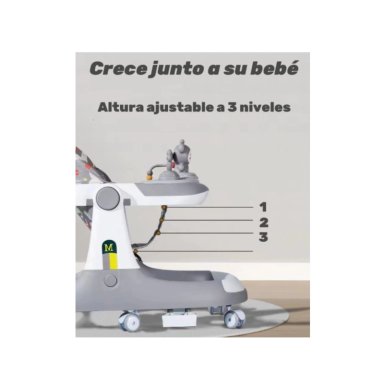 ANDADERA DE BEBÉ AJUSTABLE GRIS CAMINADORA MULTIFUNCIONAL UNISEX - 6