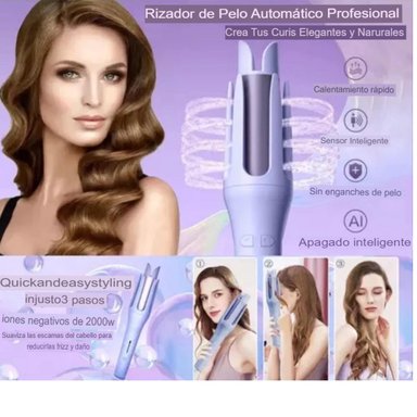 RIZADOR AUTOMATICO GIRATORIO 360° CON CONTROL DE TEMPERATURA - ROSADO - 7