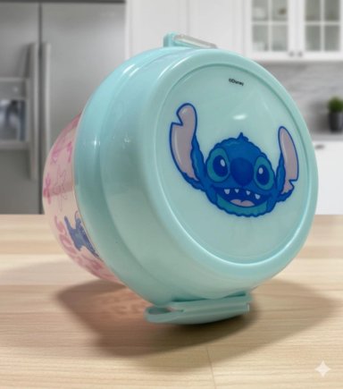 PORTA SNACK DISNEY STITCH INFANTIL AZUL 280ML - 8