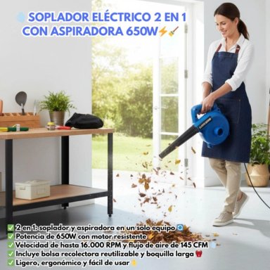 SOPLADOR Y ASPIRADORA ELE CTRICA  650W 2 EN 1 PROFESIONAL - 6