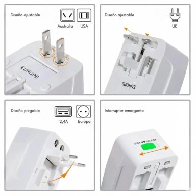 ADAPTADOR ENCHUFE UNIVERSAL INTERNACIONAL PARA VIAJES - 8