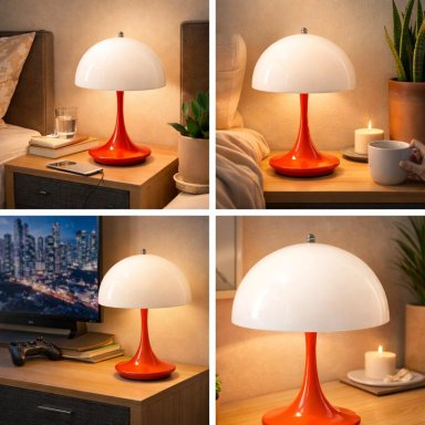 LAMPARA LED VELADOR RECARGABLE CALIDA Y FRIA - NARANJA - 5