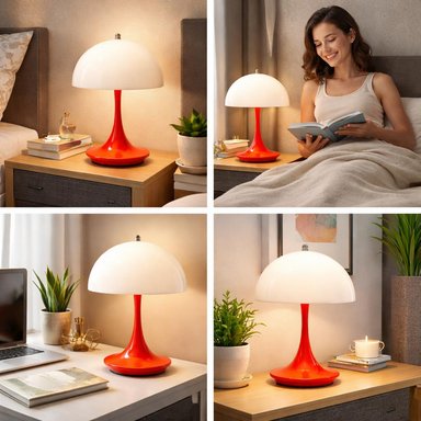 LAMPARA LED VELADOR RECARGABLE CALIDA Y FRIA - NARANJA - 6