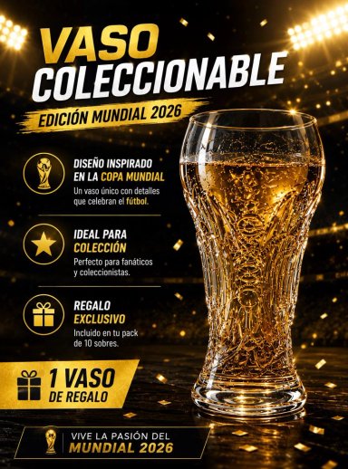 PACK 10 SOBRES MUNDIAL FIFA 2026 + VASO DE REGALO - 3