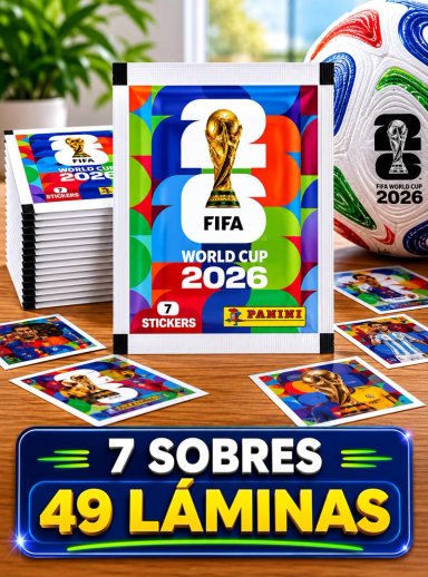 PACK 7 SOBRES PANINI MUNDIAL 2026 49 LAMINAS ORIGINALES - 1