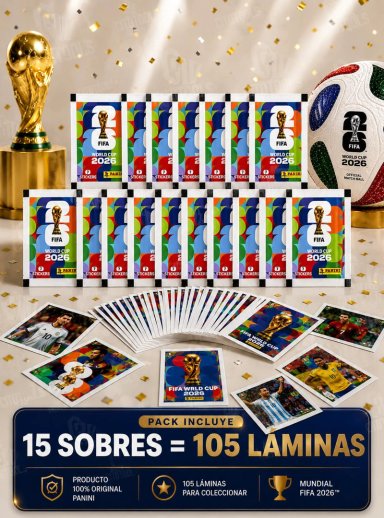 PACK 15 SOBRES PANINI MUNDIAL 2026 105 LAMINAS ORIGINALES - 4