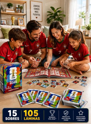 PACK 15 SOBRES PANINI MUNDIAL 2026 105 LAMINAS ORIGINALES - 6