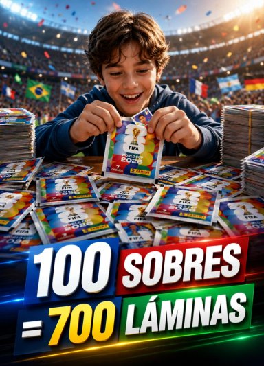 PACK 100 SOBRES OFICIALES PANINI MUNDIAL 2026 700 LAMINAS - 4