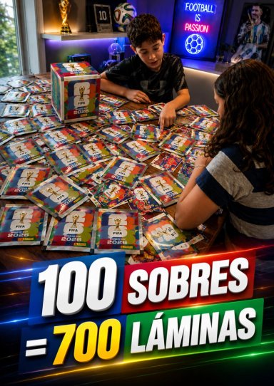 PACK 100 SOBRES OFICIALES PANINI MUNDIAL 2026 700 LAMINAS - 5