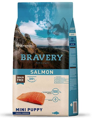 ALIMENTO SECO PERROS CACHORRO PUPPY BRAVERY RAZA PEQUEÑA SABOR SALMÓN BOLSA 7 KG MINI SMALL BREEDS - 1