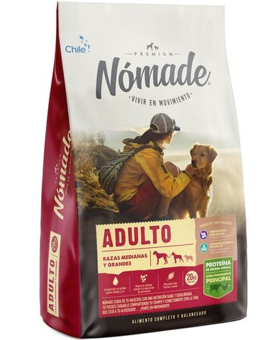 ALIMENTO SECO PERROS ADULTO NOMADE RAZA MEDIANA GRANDE BOLSA 20 KG PREMIUM - 1
