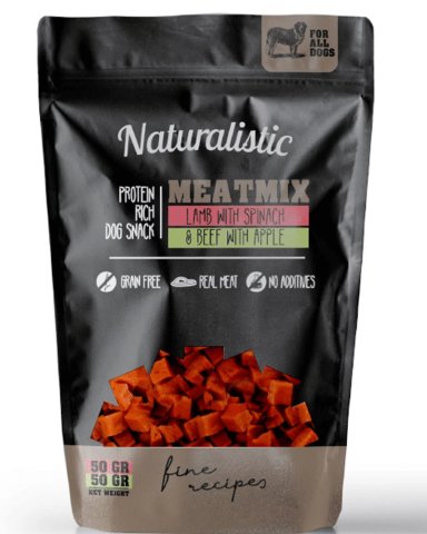 SNACK PARA PERROS CORDERO Y CARNE DE RES NATURALISTIC-100 GR - 1