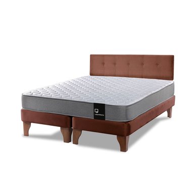 CAMA EUROPEA LATAM HOME ZEN BEST TELA VELVET CHOCOLATE 2 PLAZAS + RESPALDO - 1
