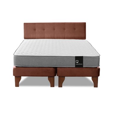 CAMA EUROPEA LATAM HOME ZEN BEST TELA VELVET CHOCOLATE 2 PLAZAS + RESPALDO - 2