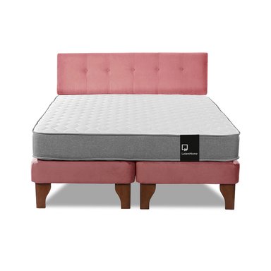 CAMA EUROPEA LATAM HOME ZEN BEST TELA VELVET PALO ROSA 2 PLAZAS + RESPALDO - 2