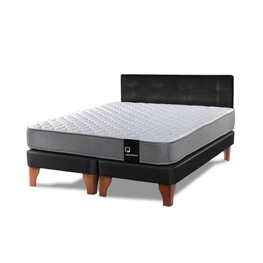 CAMA EUROPEA LATAM HOME ZEN BEST TELA PU NEGRO 2 PLAZAS + RESPALDO - 1