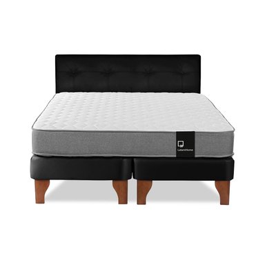 CAMA EUROPEA LATAM HOME ZEN BEST TELA PU NEGRO 2 PLAZAS + RESPALDO - 2
